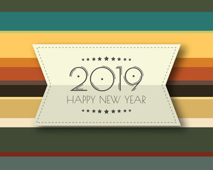 Happy new 2019 year. Greetings card. Colorful design. Vector illustration.