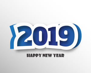 Happy new 2019 year. Greetings card. Colorful design. Vector illustration.