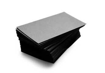stack of black business cards isolated on a white background