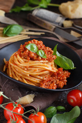 Spaghetti pasta with bolognese sauce