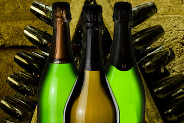 Bodegón de botellas de Cava del Penedés