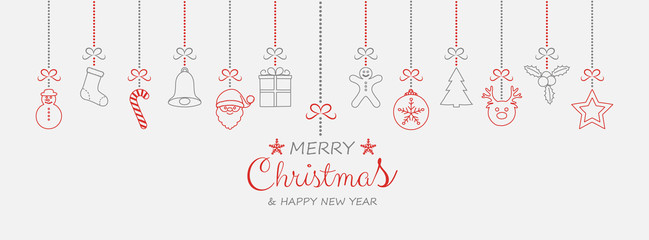 Fototapeta premium Christmas decoration with hanging elements. Vector.