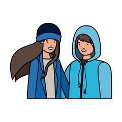 couple with winter clothes avatar character
