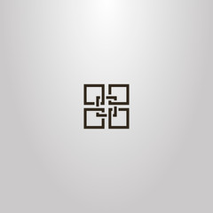 Obraz premium black and white line art vector geometric sign of five interlaced quadrangles