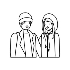 couple with winter clothes avatar character