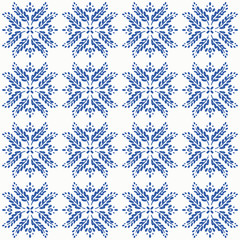 Indigo blue hand drawn vector seamless pattern. Porcelain - style surface design for fabric, wrapping paper or backdrop.