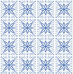 Indigo blue hand drawn vector seamless pattern. Porcelain - style surface design for fabric, wrapping paper or backdrop.