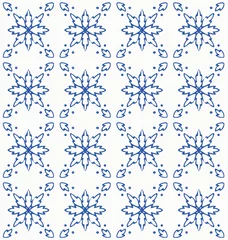 Fototapeten Indigo blue hand drawn vector seamless pattern. Porcelain - style surface design for fabric, wrapping paper or backdrop. © Ms.Moloko