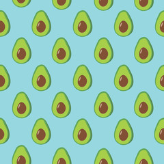 Avocado seamless pattern for print, fabric and organic, vegan, raw products packaging. Eco and healthy food texture