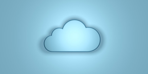 Cloud computing. Clouds isolated on blue wall background. 3d illustration