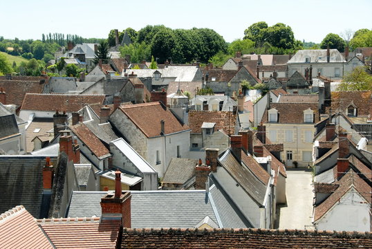 Les toits de la ville de Saint-Aignan-sur-Cher, département du Loir et Cher, France