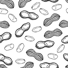 Pattern of vector illustrations on the nutrition theme; set of peanuts. Realistic isolated objects for your design.