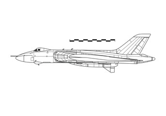 Combat aircraft. Avro VULCAN. Outline drawing