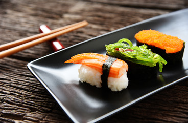Sushi Set in Ceramic plate oriental Japanese food style