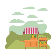 store kiosk with vegetables isolated icon