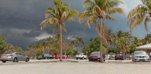 JUPITER, FL - APRIL 2018: Car park in Dubois Park on a stormy day © jovannig