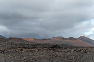 Desert stone volcanic landscape in Lanzarote, Canary Islands