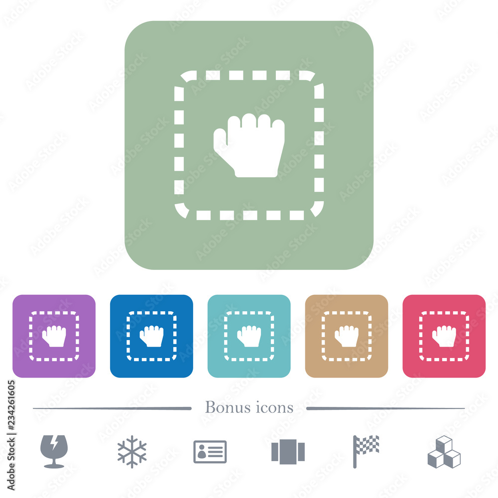 Poster drag item flat icons on color rounded square backgrounds
