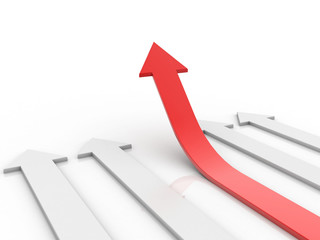 Rising colorful arrow . 3D illustration