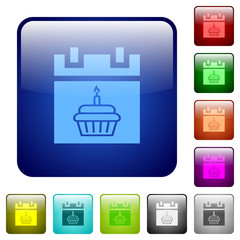 Birthday color square buttons