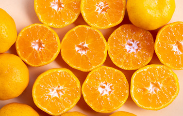 close up texture of fresh sliced  oranges