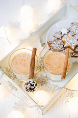 Christmas Milk Cocktail Eggnog with Spice and Gingerbread.