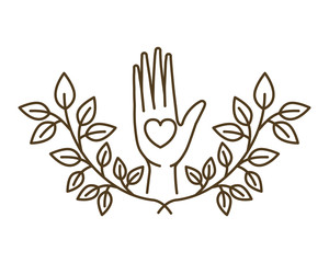 Obraz premium open hand with heart isolated icon