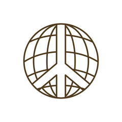 Earth globe with peace and love symbol isolated icon