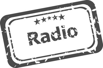 radio Rubber Stamp over a white background