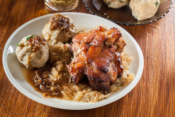 Pork knuckle with fried sauerkraut