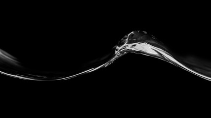 Water wave on black background