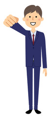 ビジネスマン　拳を上げる