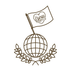 human rights in heart with leaves isolated icon