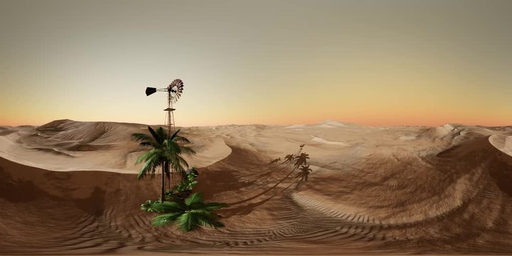 vr 360 camera moving above desert. ready for use in vr360 virtual reality