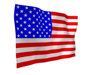 Obraz premium Waving flag of the United States of America. Stars and Stripes. State symbol of the USA. 3D illustration