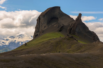 Fototapeta na wymiar Einhyrningur is a strange silhouette of the mountain in Iceland