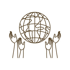 earth globe with hands avatar character
