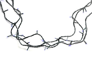 Christmas lights on white background
