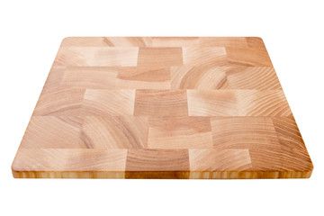 board made of solid wood, for cutting or for serving dishes, on a white background, isolate, side view