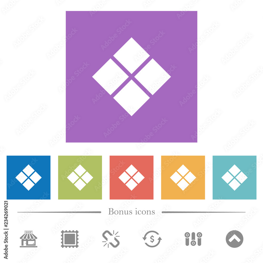 Poster diagonal tile pattern flat white icons in square backgrounds
