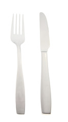 Knife and fork isolated on white background