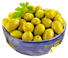 BOWL OF GREEN OLIVES CUT OUT