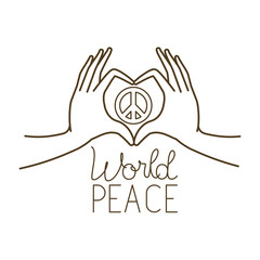 hands forming a heart symbol and symbol of love and peace