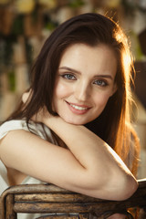 Portrait of an attractive girl on loft background