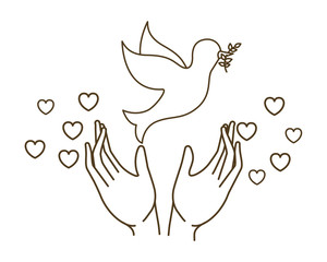 dove of peace with open hands avatar character