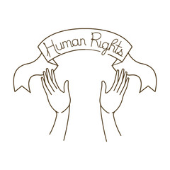 Open hands with human rights symbol