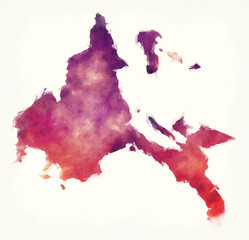 Calabarzon region watercolor map of the Philippines