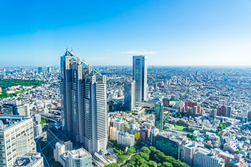 Fototapeta na wymiar skyline aerial view of shinjuku in Tokyo, Japan