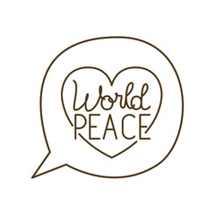 speech bubble with world peace isolated icon