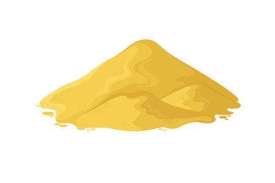 Sand Heap. Cement Pile Or Yellow Sand Mound Cartoon Vector Illustration Isolated On White Background. Sand Heap Pile, Mineral Yellow Powder